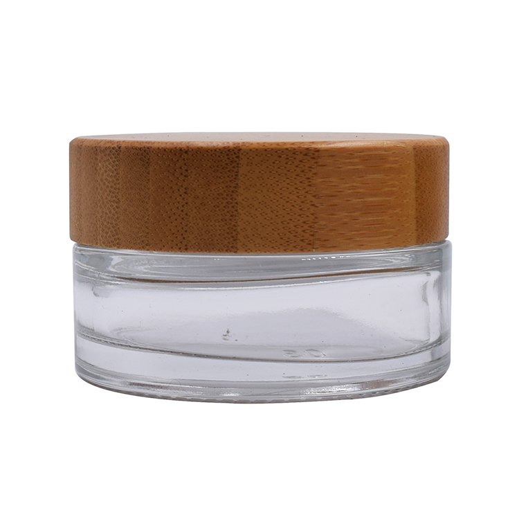 5g 15g 30g 50g 100g  Cosmetic packaging  clear glass jar with bamboo lid