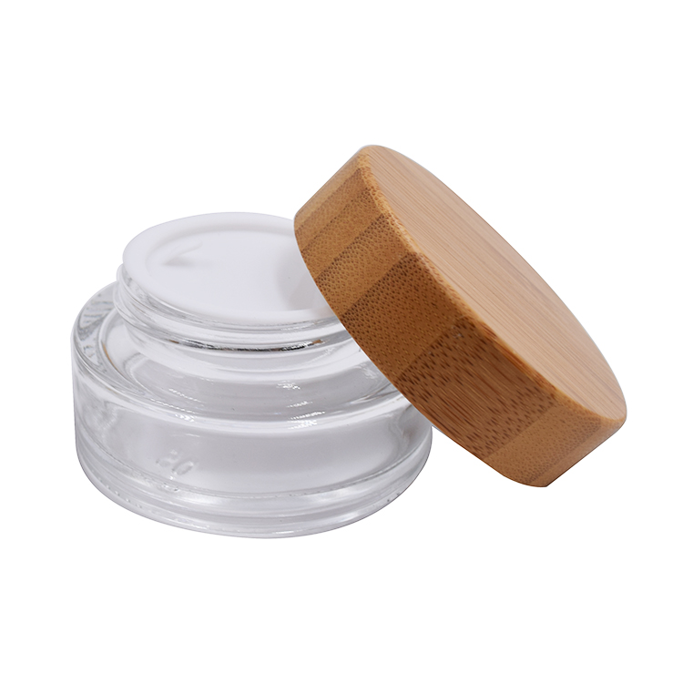 5g 15g 30g 50g 100g Cosmetic packaging clear glass jar with bamboo lid