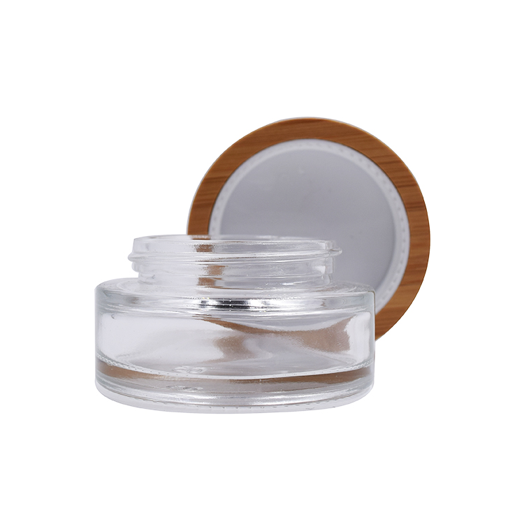 5g 15g 30g 50g 100g Cosmetic packaging clear glass jar with bamboo lid