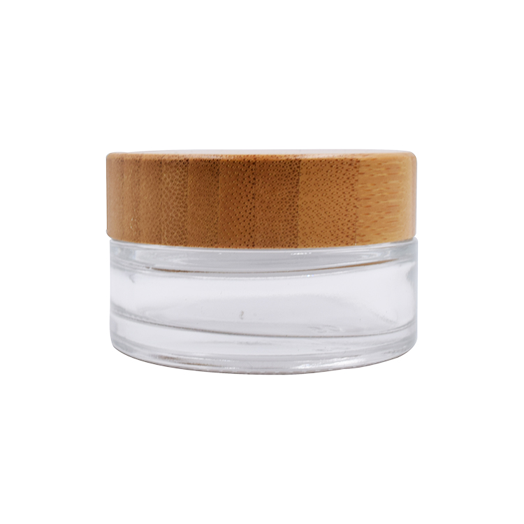 5g 15g 30g 50g 100g Cosmetic packaging clear glass jar with bamboo lid