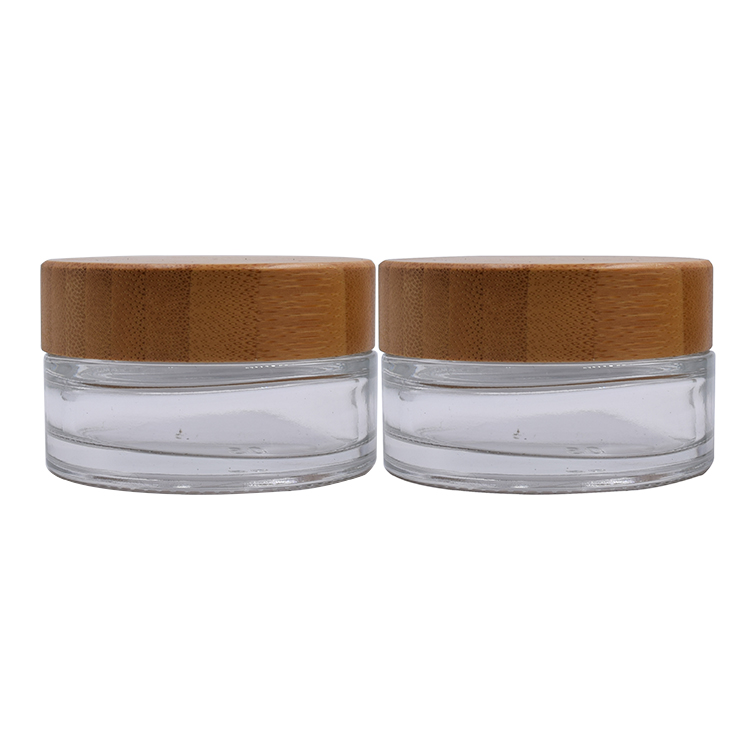 5g 15g 30g 50g 100g Cosmetic packaging clear glass jar with bamboo lid