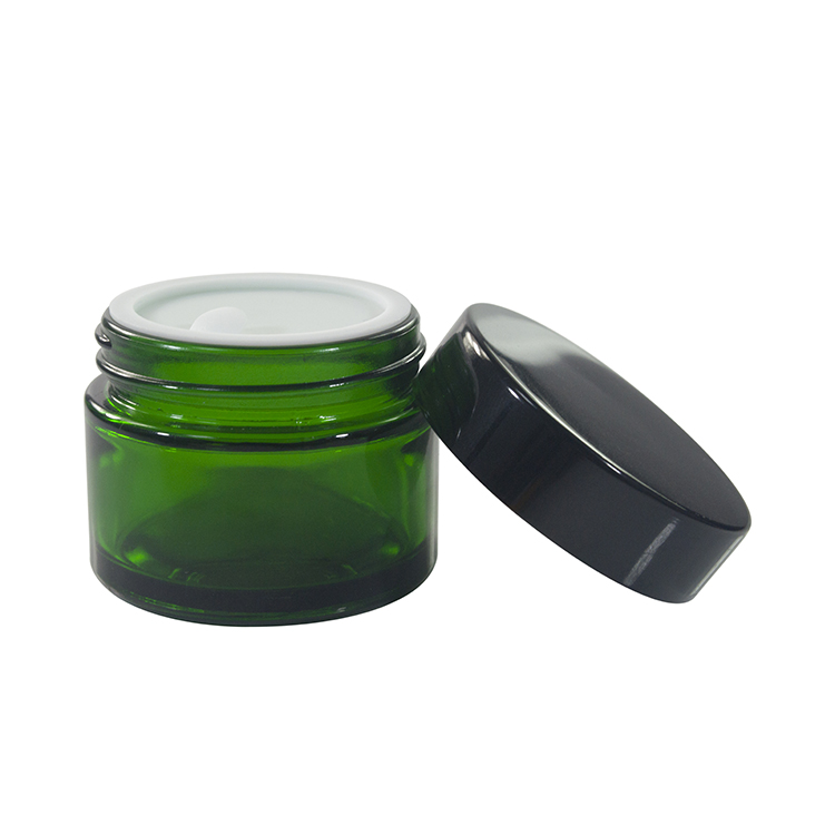 5g 15g 30g 50g 100g Empty clear frosted amber blue green black matte glass cosmetic cream jar with aluminum lids container