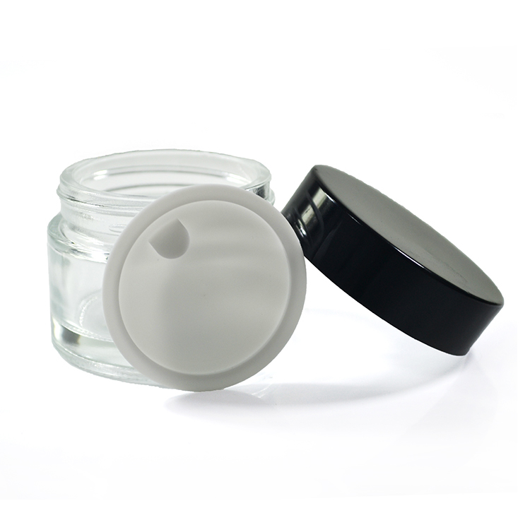 5g 15g 30g 50g 100g Empty clear frosted amber blue green black matte glass cosmetic cream jar with aluminum lids container