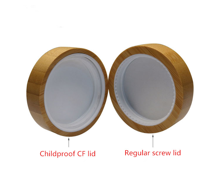 5g 15g 30g 50g 100g Empty clear frosted glass cosmetic cream oil jar with Bamboo Child resistant CFC lids container