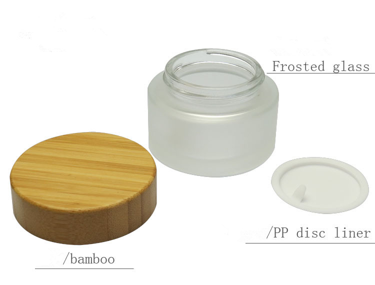 5g 15g 30g 50g 100g Empty clear frosted glass cosmetic cream oil jar with Bamboo Child resistant CFC lids container