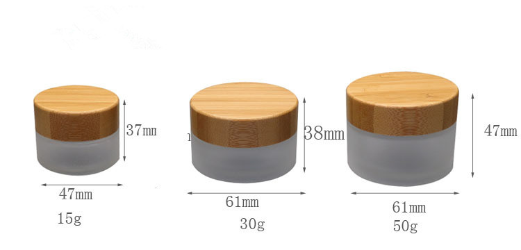 5g 15g 30g 50g 100g Empty clear frosted glass cosmetic cream oil jar with Bamboo Child resistant CFC lids container