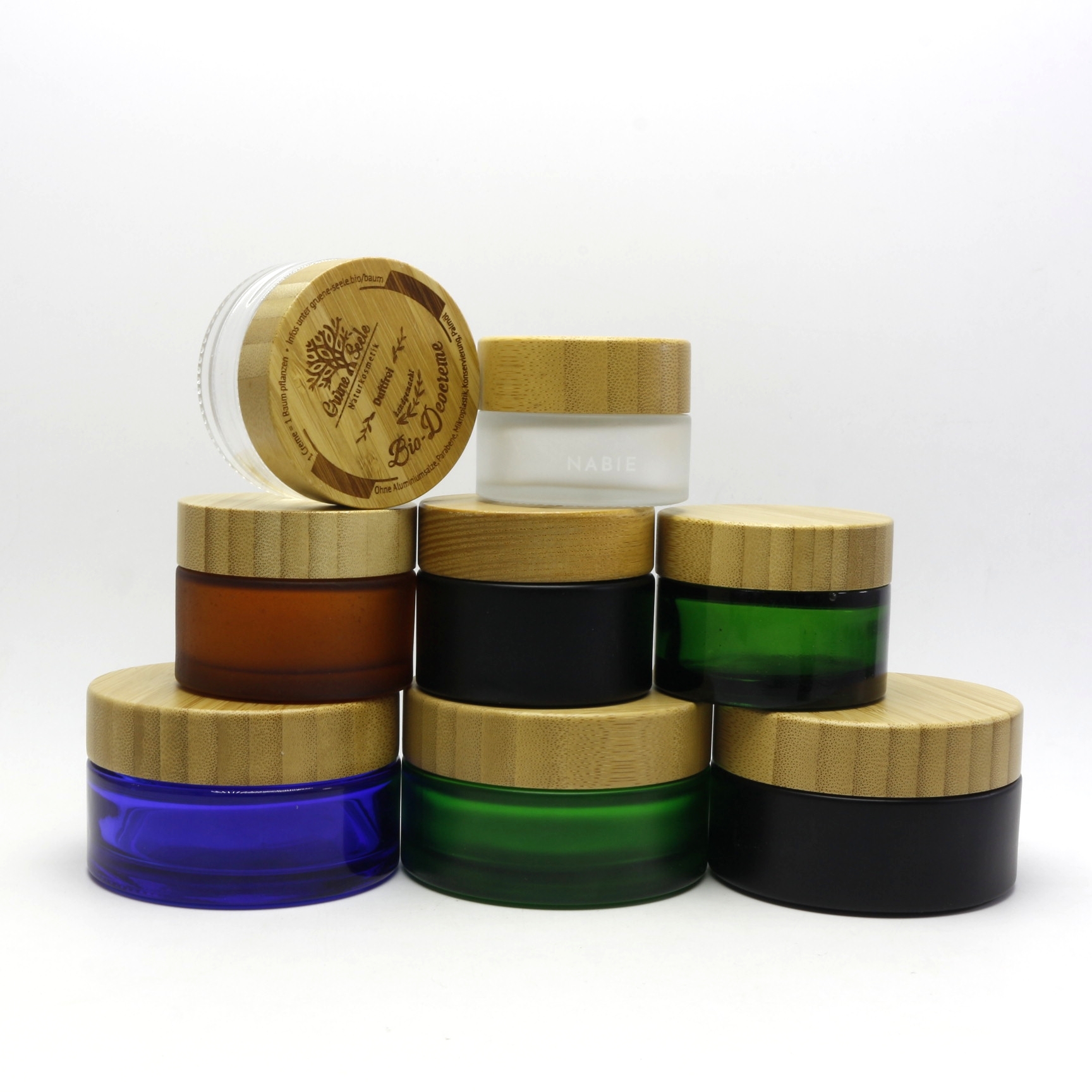 5g 15g 30g 50g 100g Empty frosted black Cream Cosmetic Jar with bamboo lid For Face Cream GJ-228RL