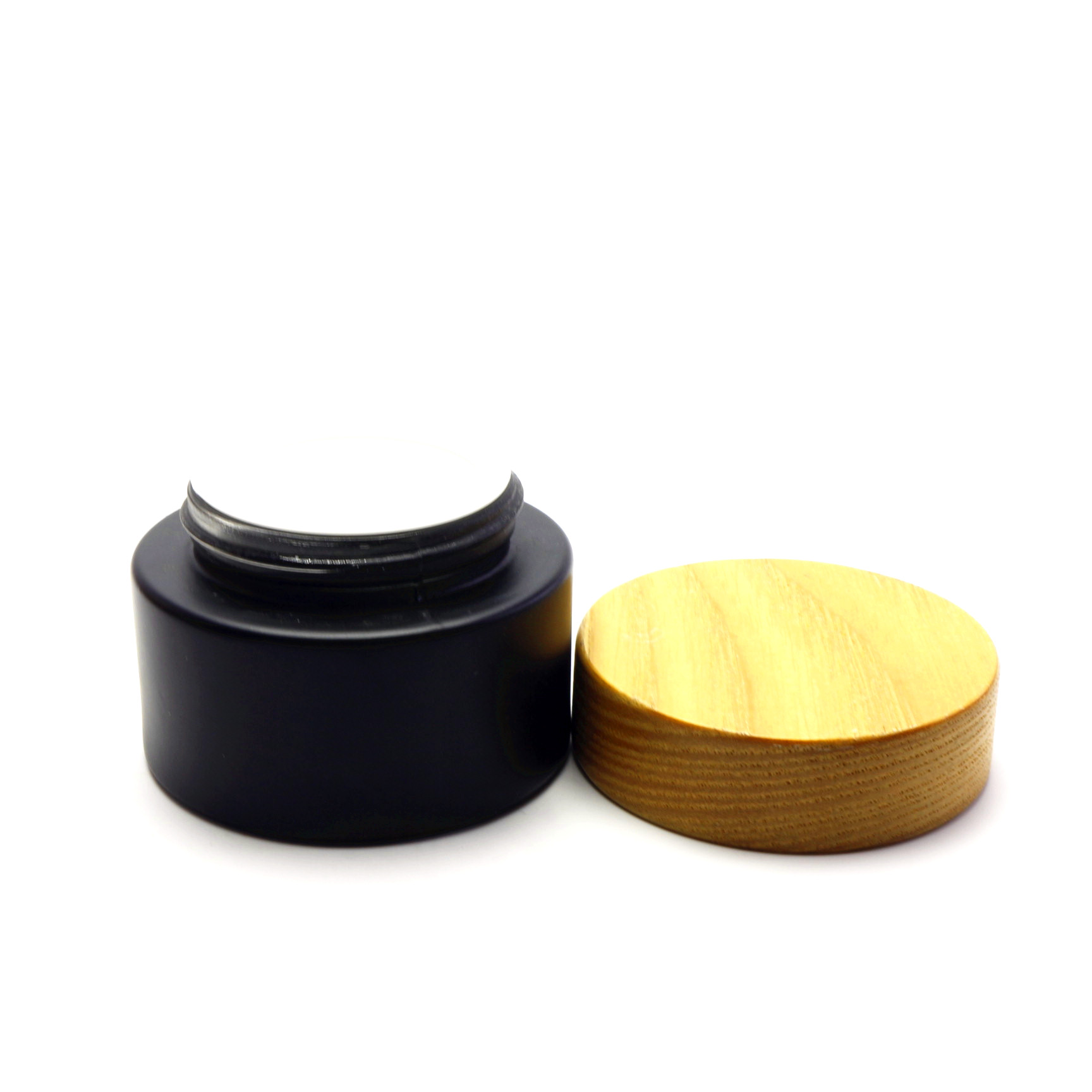 5g 15g 30g 50g 100g Empty frosted black Cream Cosmetic Jar with bamboo lid For Face Cream GJ-228RL