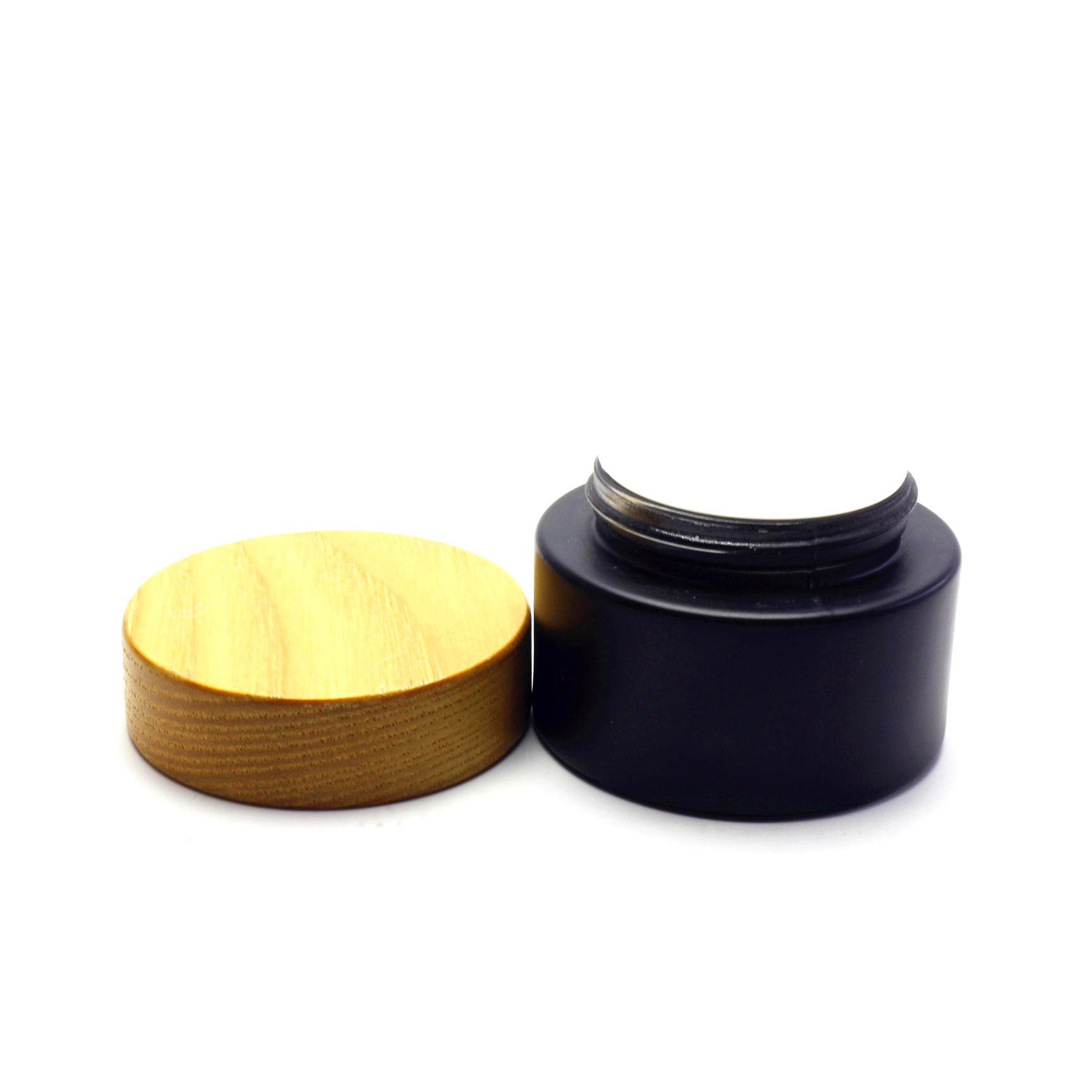 5g 15g 30g 50g 100g Empty frosted black Cream Cosmetic Jar with bamboo lid For Face Cream GJ-228RL