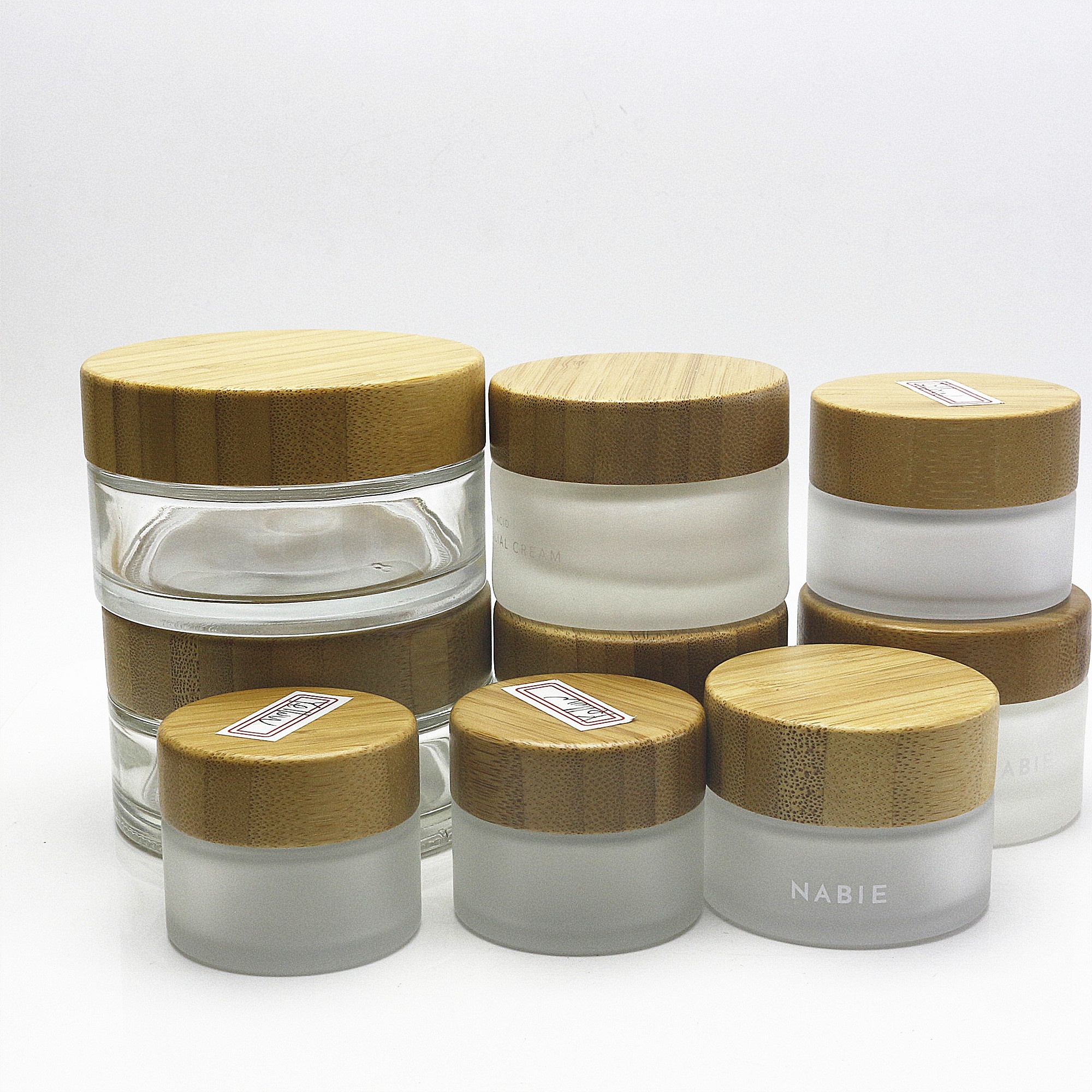 5g 15g 30g 50g 100g bamboo cap exotic spices glass jars with inner in stock GJ-KL28