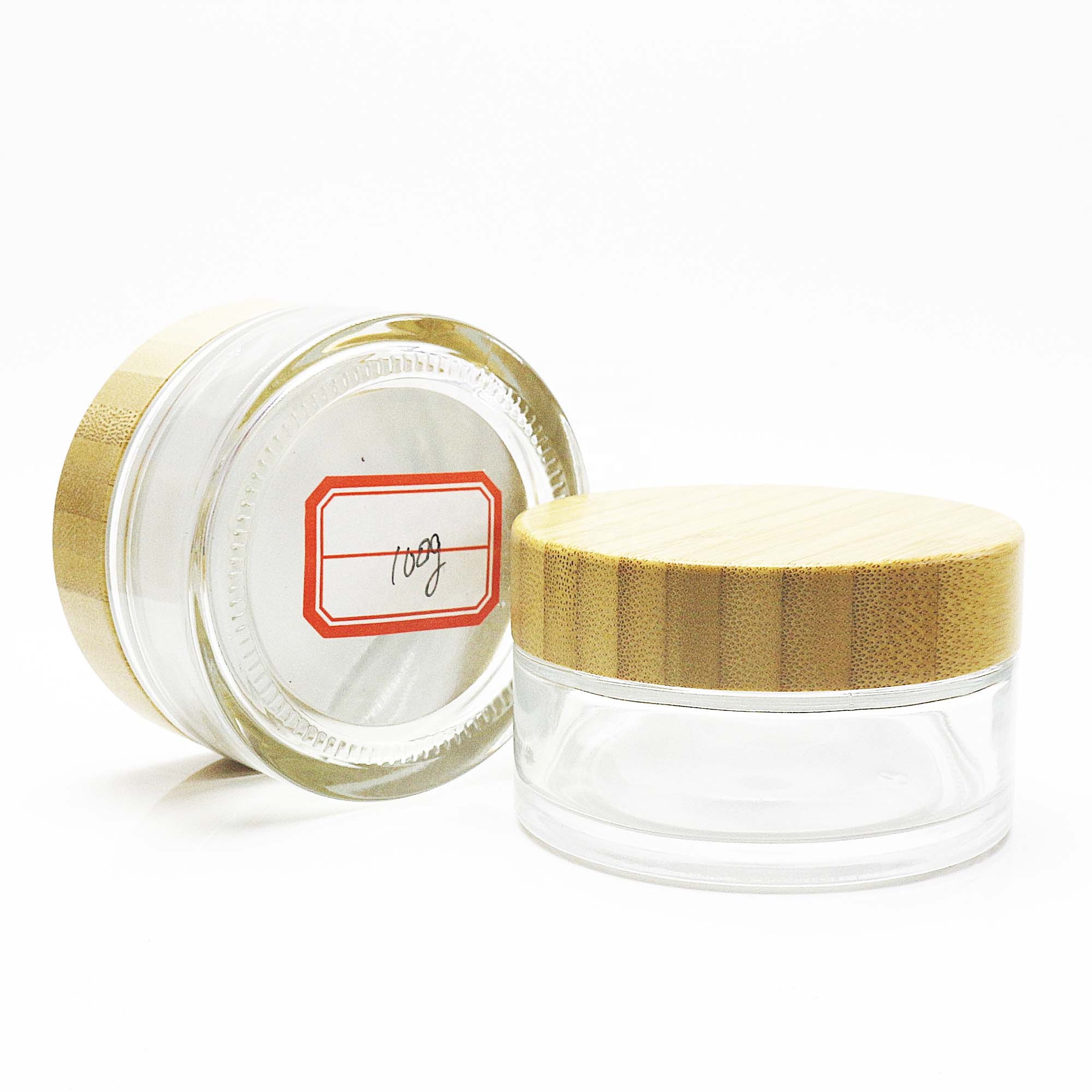 5g 15g 30g 50g 100g bamboo cap exotic spices glass jars with inner in stock GJ-KL28