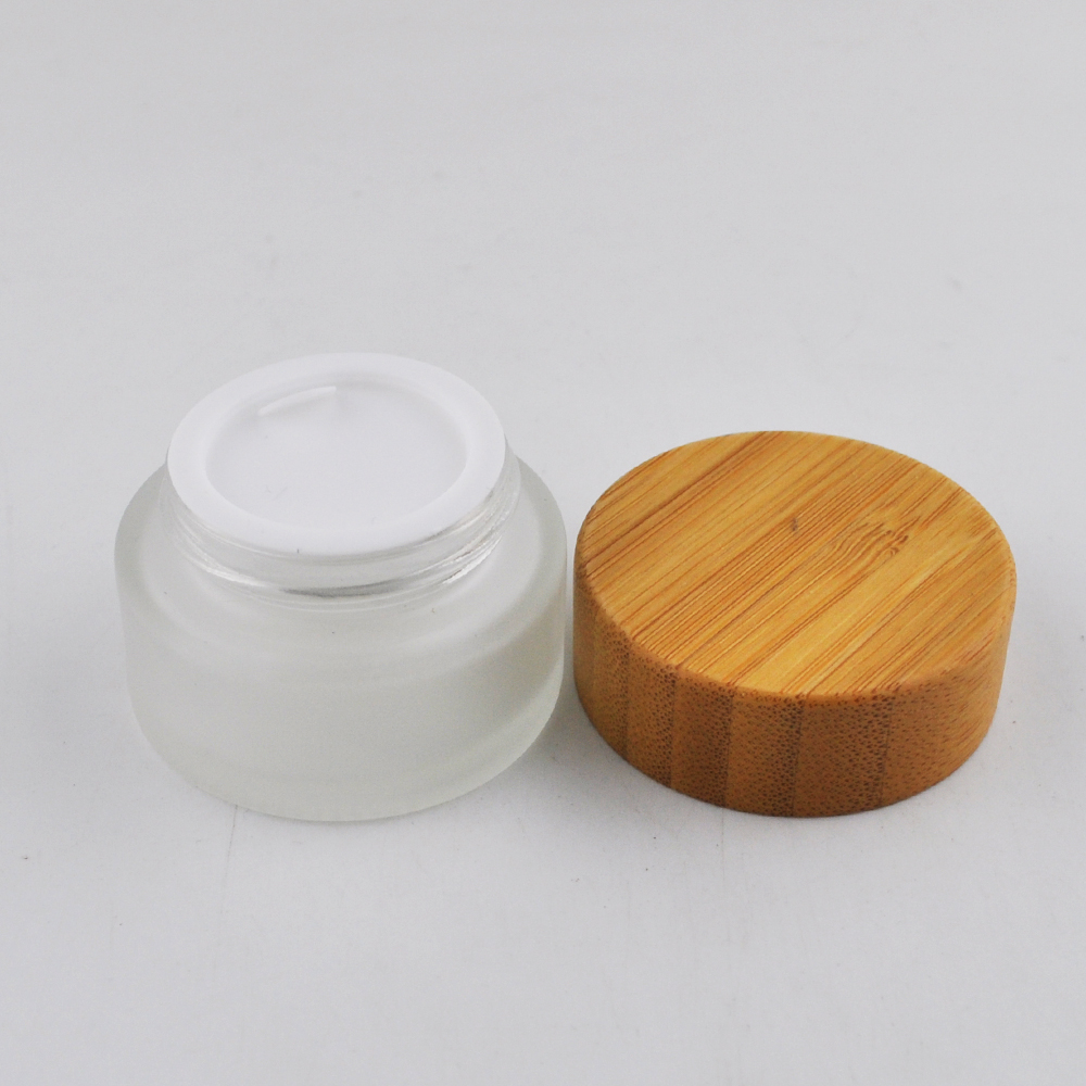 5g 15g 30g 50g 100g bamboo glass cosmetic jar for face cream packaging clear frosted glass jar with bamboo lid