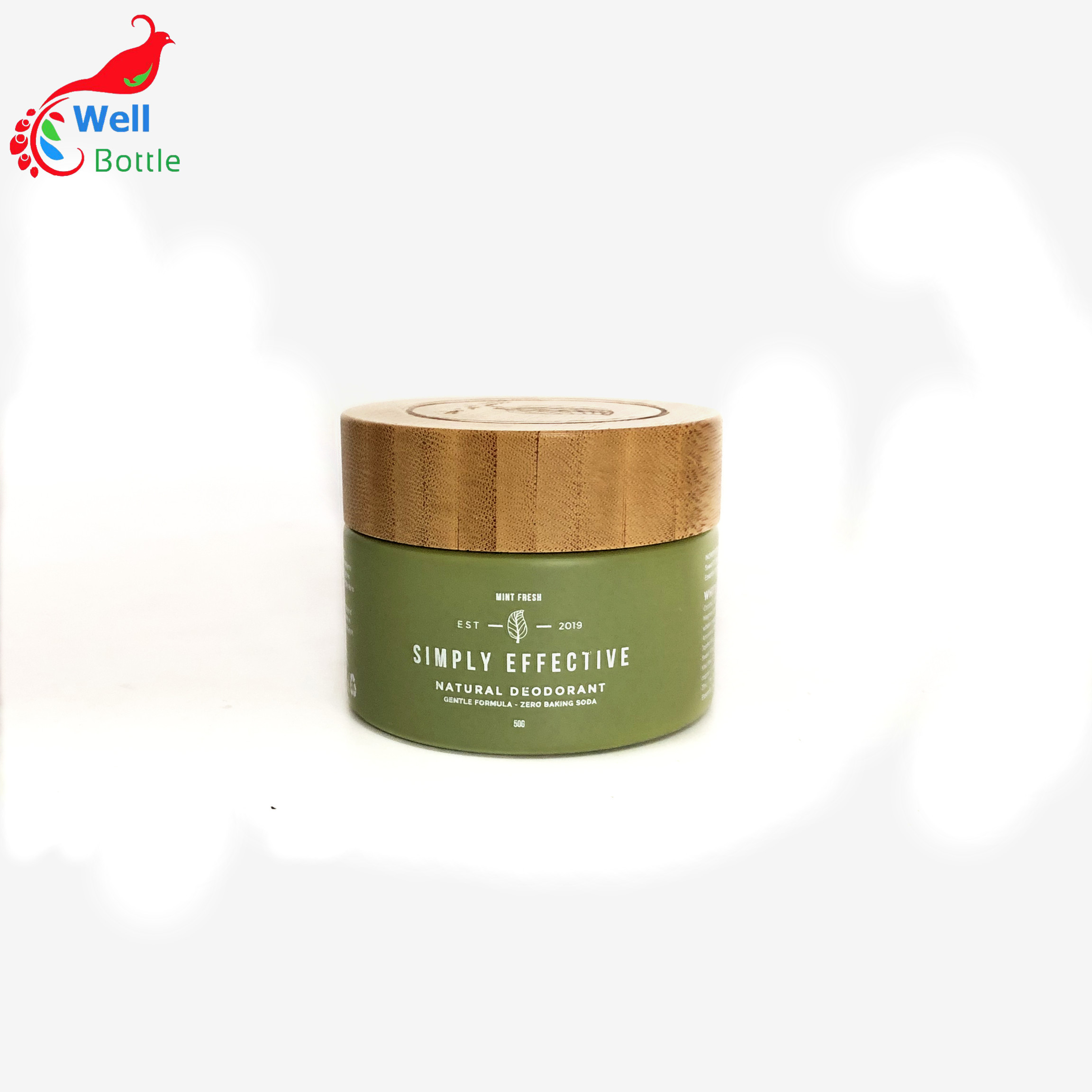 5g 15g 30g 50g 100g beautiful green glass cosmetic cream empty jar with bamboo cap GJ-118RL