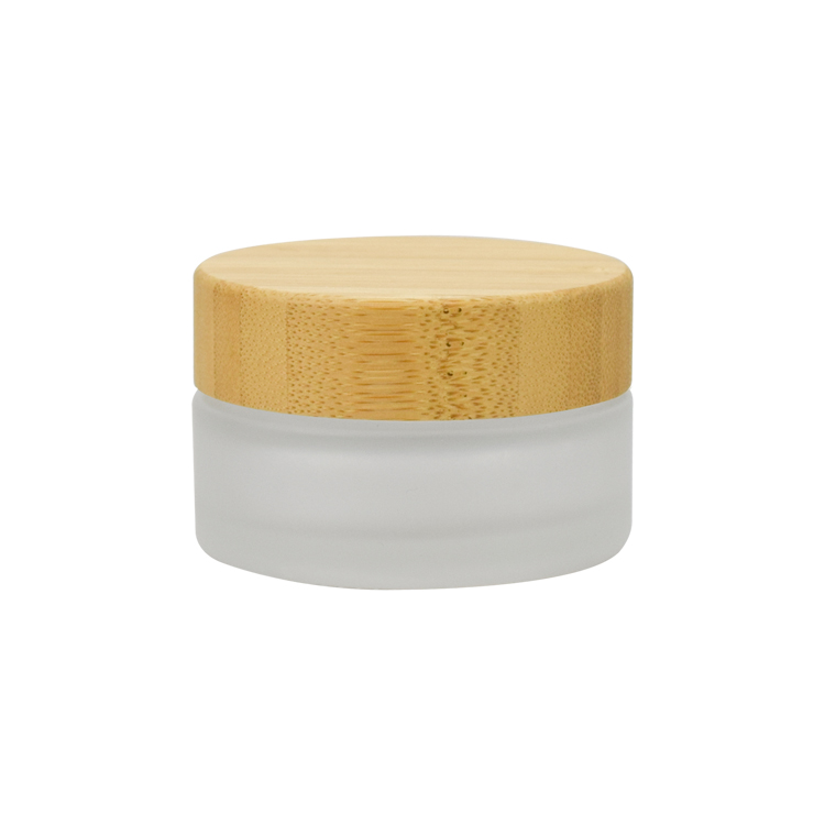 5g 15g 30g 50g 100g cosmetic frosted glass cream jar with bamboo wood cap