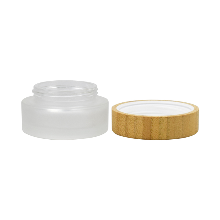 5g 15g 30g 50g 100g cosmetic frosted glass cream jar with bamboo wood cap