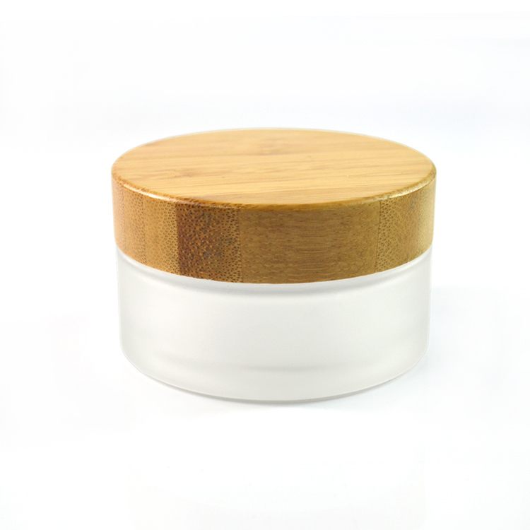 5g 15g 30g 50g 100g cosmetic packaging lotion face cream frosted clear glass jar with bamboo lid