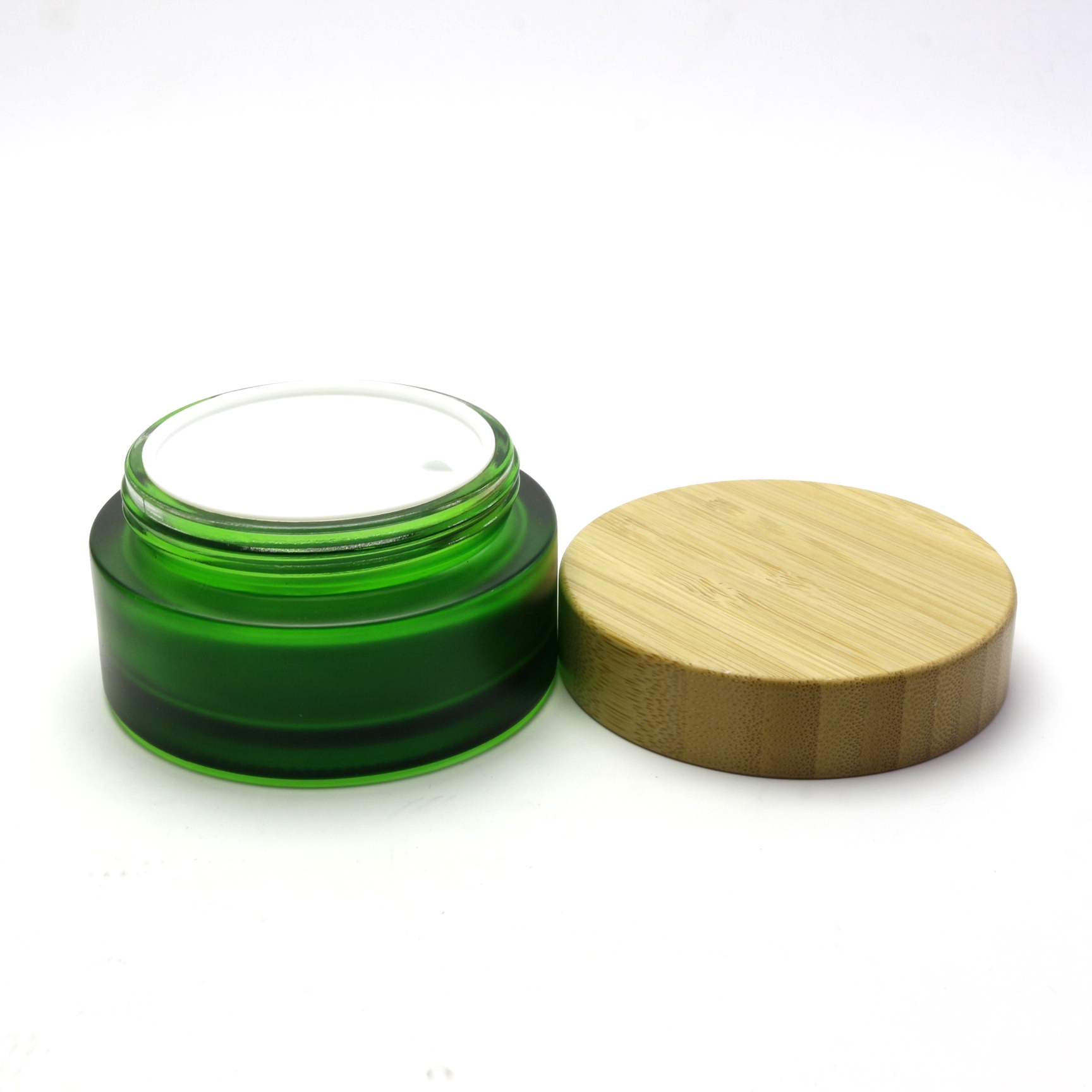 5g 15g 30g 50g 100g frostd glass jar with bamboo lid bamboo glass cream jar GJ-224RL