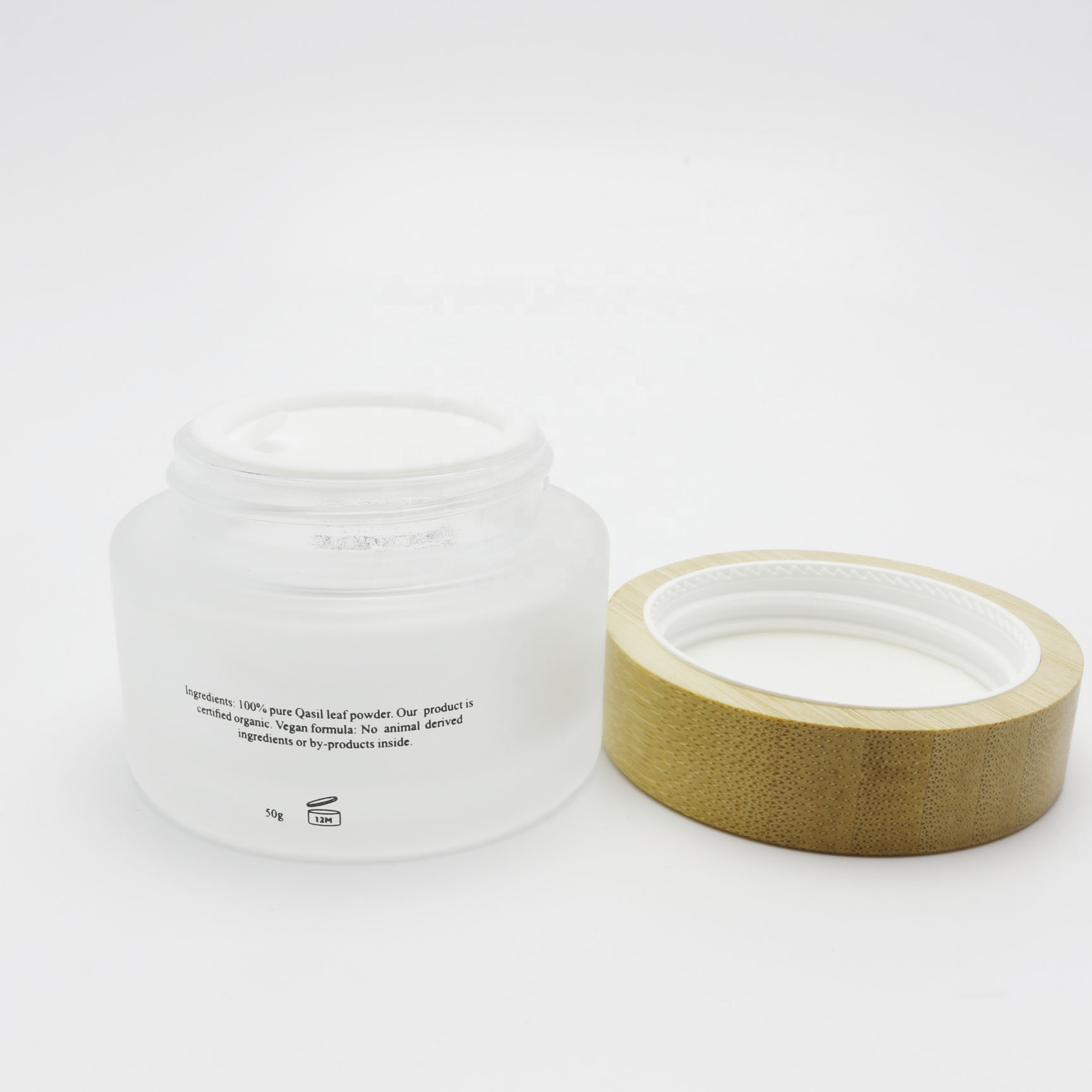 5g 15g 30g 50g 100g frosted face cream cosmetic jars glass jars with engraving bamboo lid GJ-249K