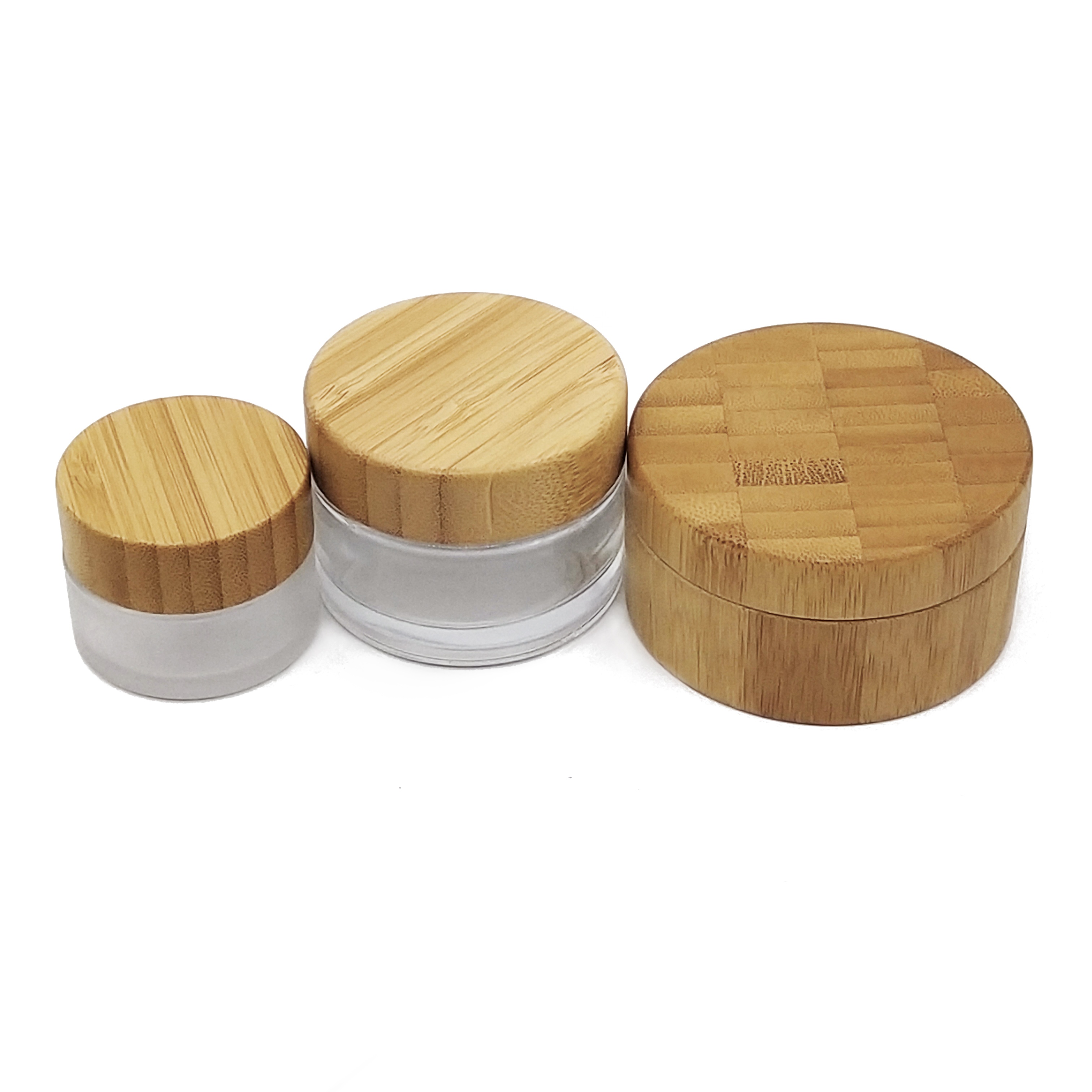 5g 15g 30g 50g 100g frosted glass bamboo cap cosmetic cream jar/container cosmetic packaging