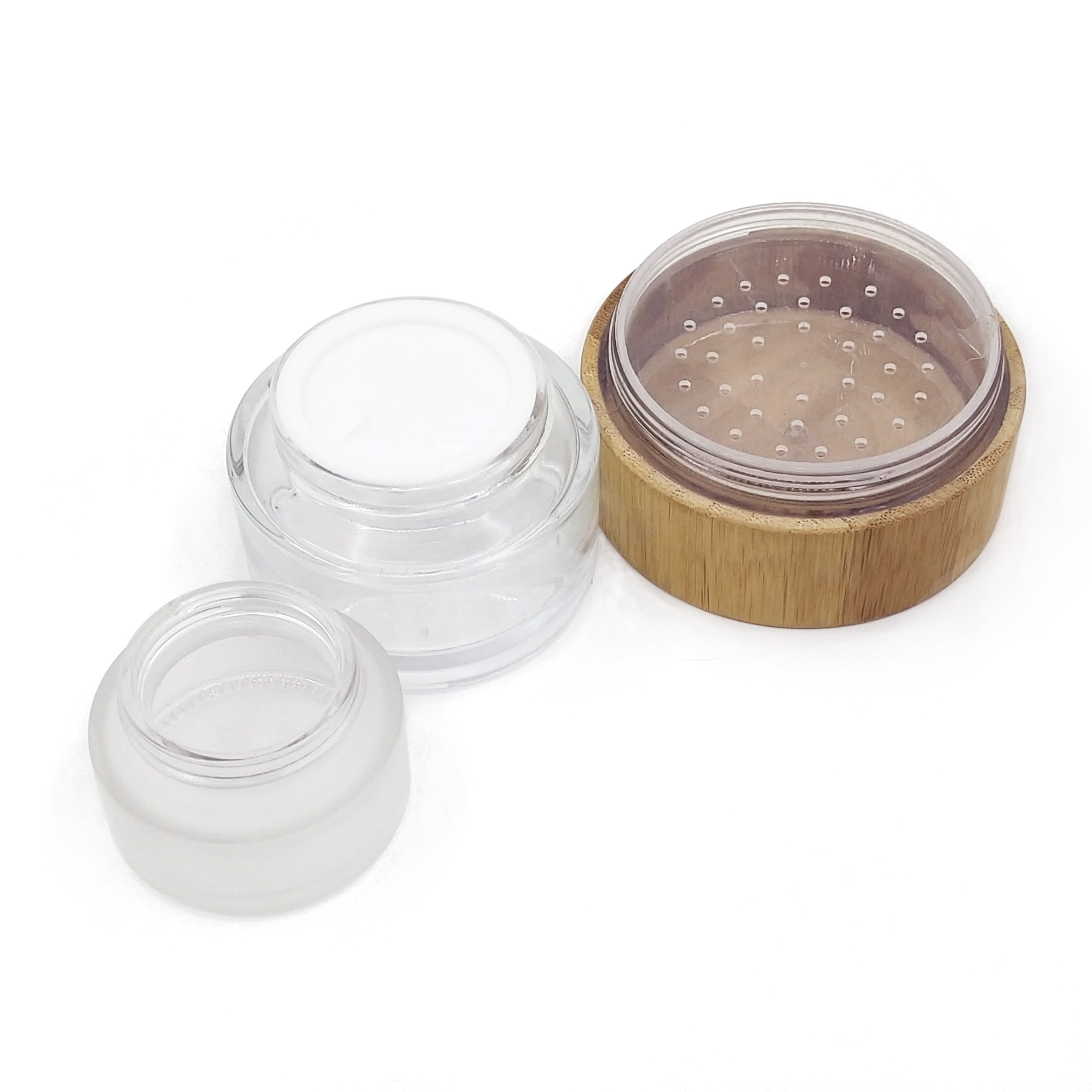 5g 15g 30g 50g 100g frosted glass bamboo cap cosmetic cream jar/container cosmetic packaging