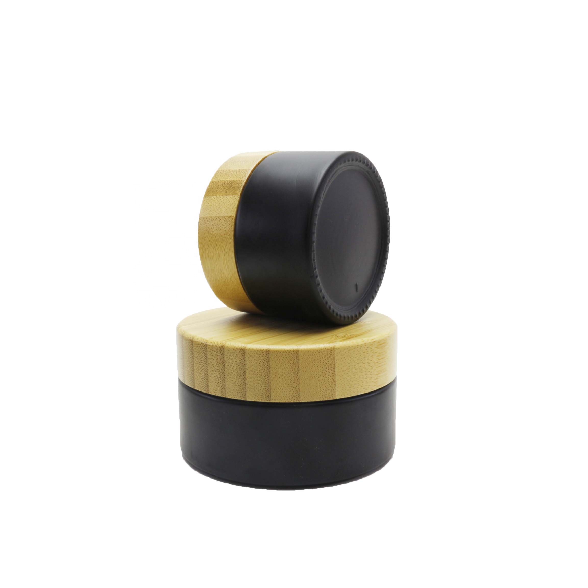 5g 15g 30g 50g 100g frosted green amber black cosmetic glass jar with bamboos screw lid 17Q