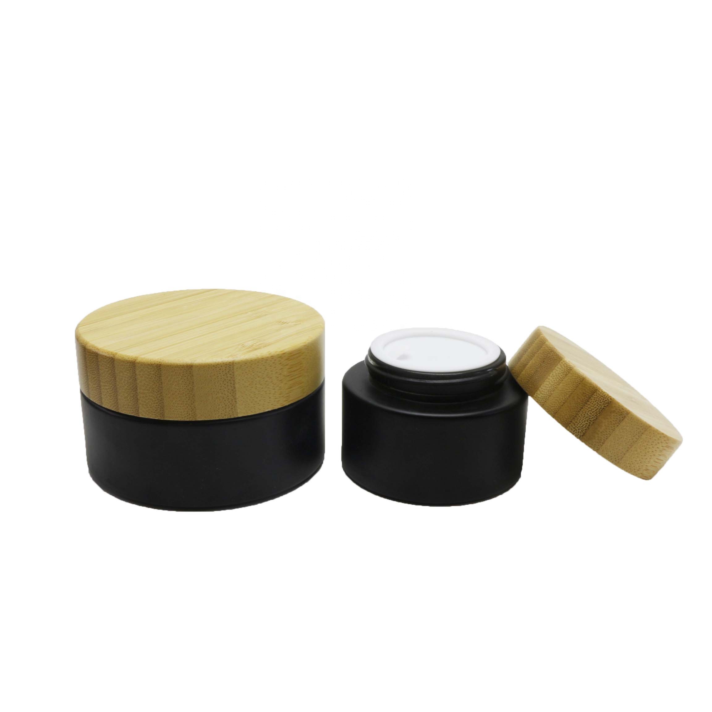 5g 15g 30g 50g 100g frosted green amber black cosmetic glass jar with bamboos screw lid 17Q