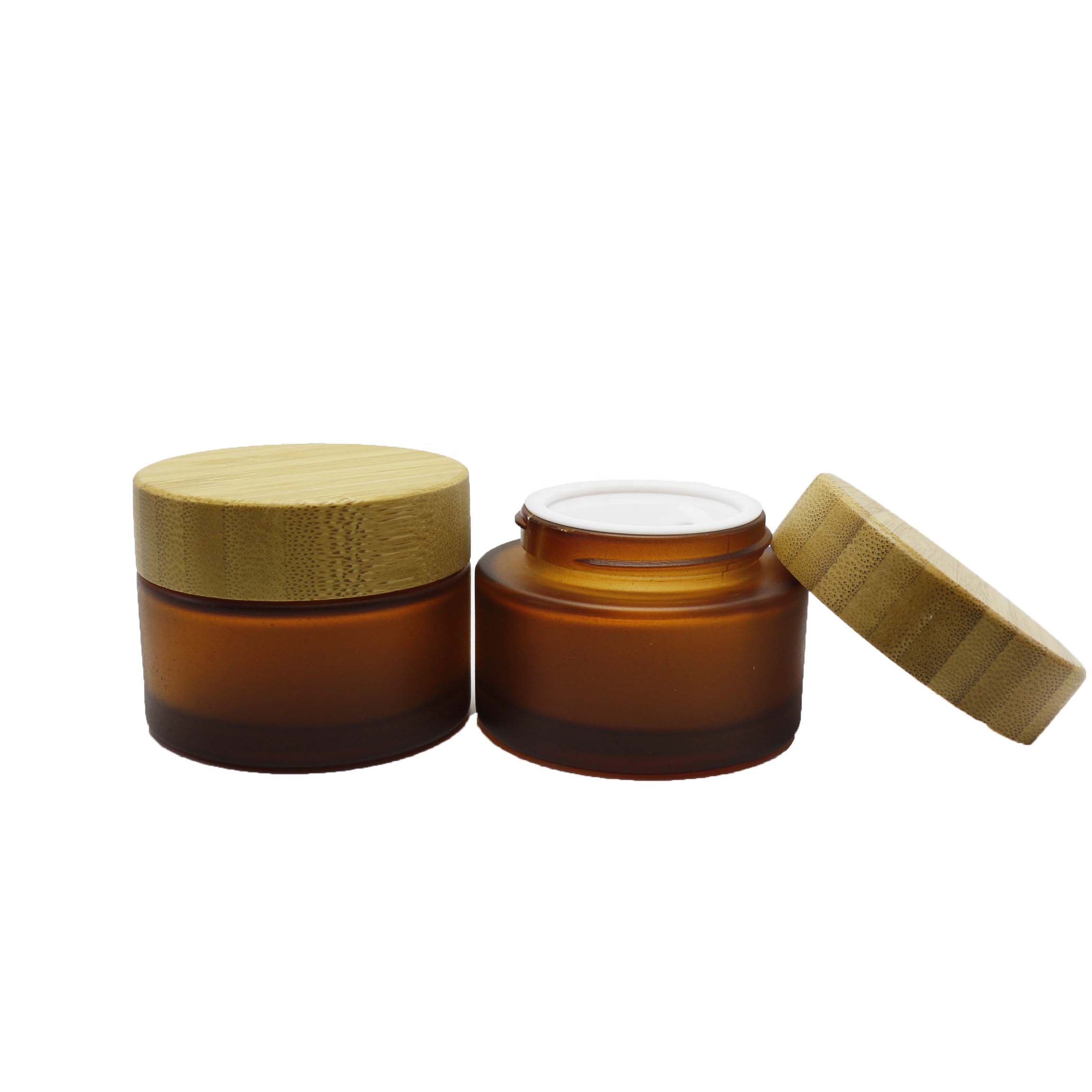 5g 15g 30g 50g 100g frosted green amber black cosmetic glass jar with bamboos screw lid 17Q