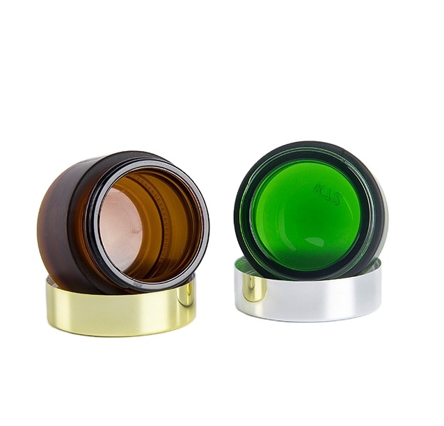 5g 15g 30g 50g 100g frosted green amber black cosmetic glass jar with gold silver black screw lid