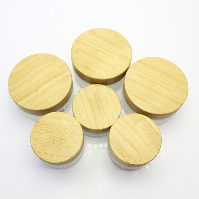 5g 15g 30g 50g 100g glass frosted jar with the bamboo lid GJ-72C
