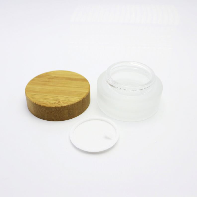 5g 15g 30g 50g 100g glass frosted jar with the bamboo lid GJ-72C