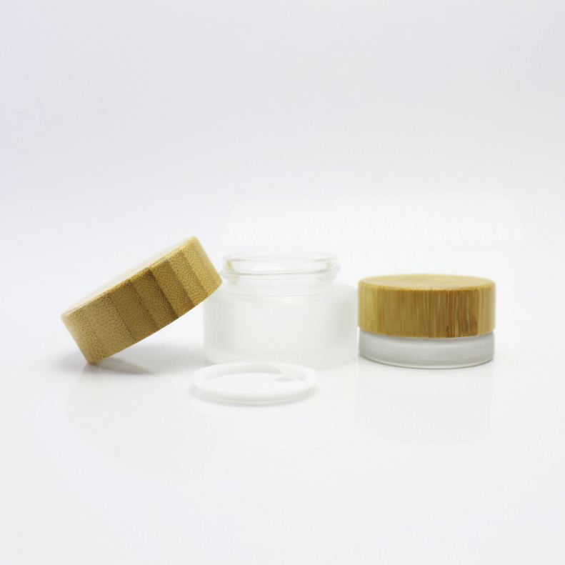 5g 15g 30g 50g 100g glass frosted jar with the bamboo lid GJ-72C