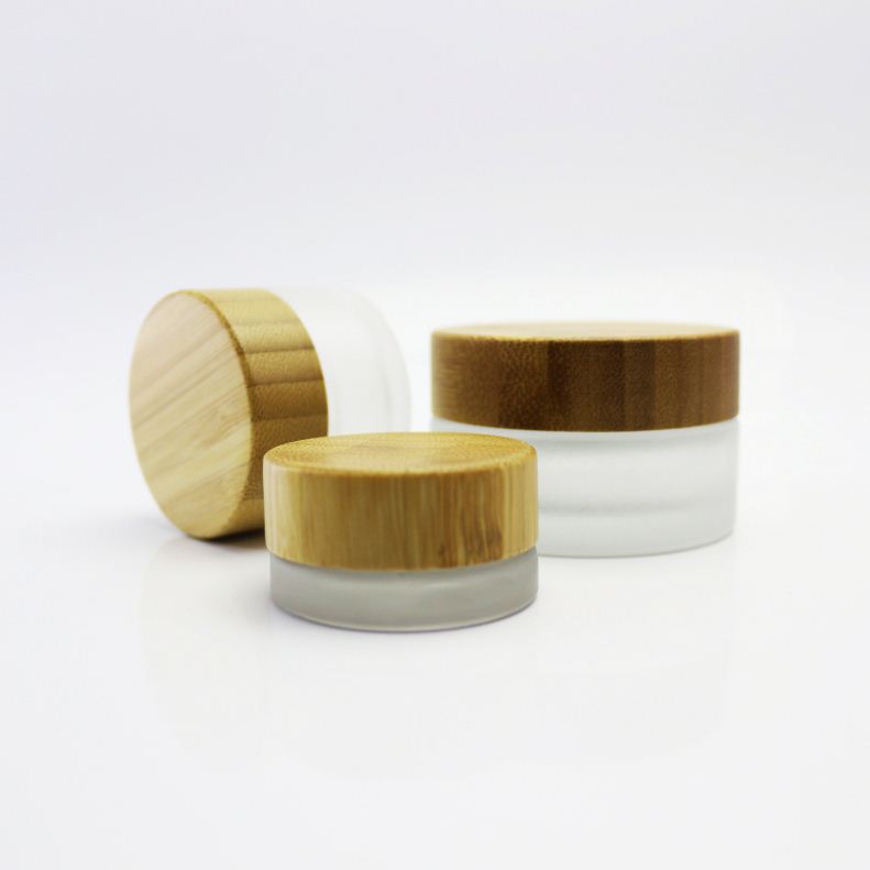 5g 15g 30g 50g 100g glass frosted jar with the bamboo lid GJ-72C