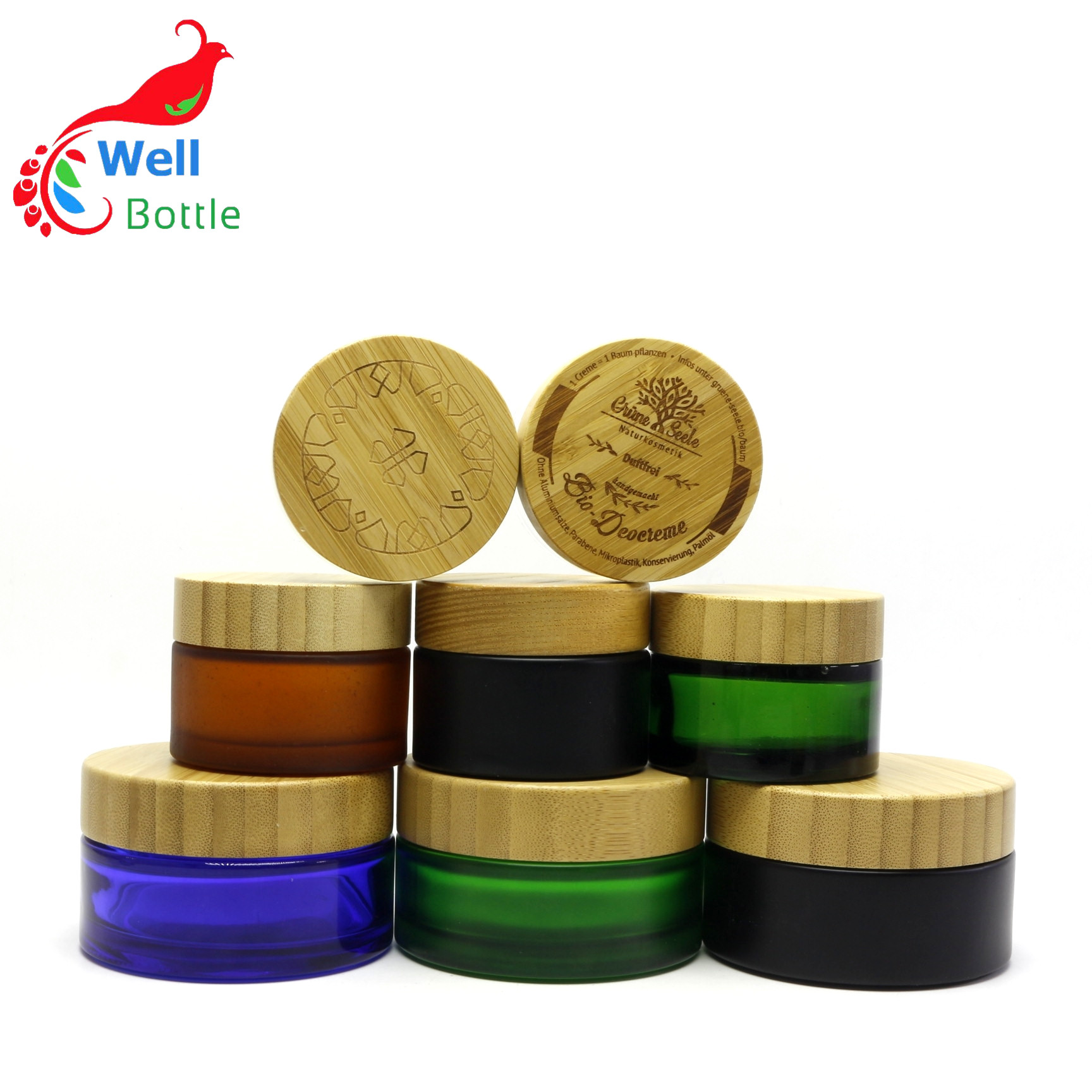 5g 15g 30g 50g 100g glass jar with bamboo lid BJ-152R