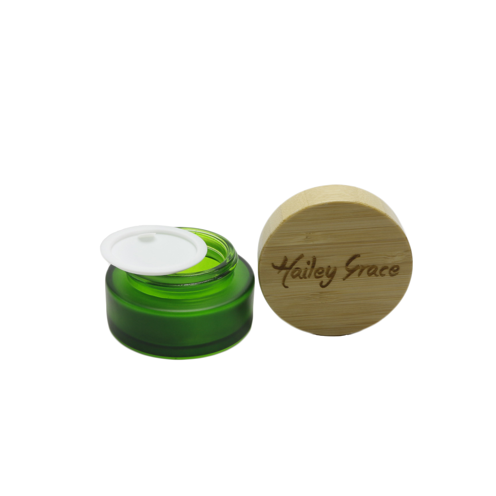 5g 15g 30g 50g 100g green frosted bamboo glass cream jar with bamboo lid bamboo spray bottle cosmetic BJ-348AN