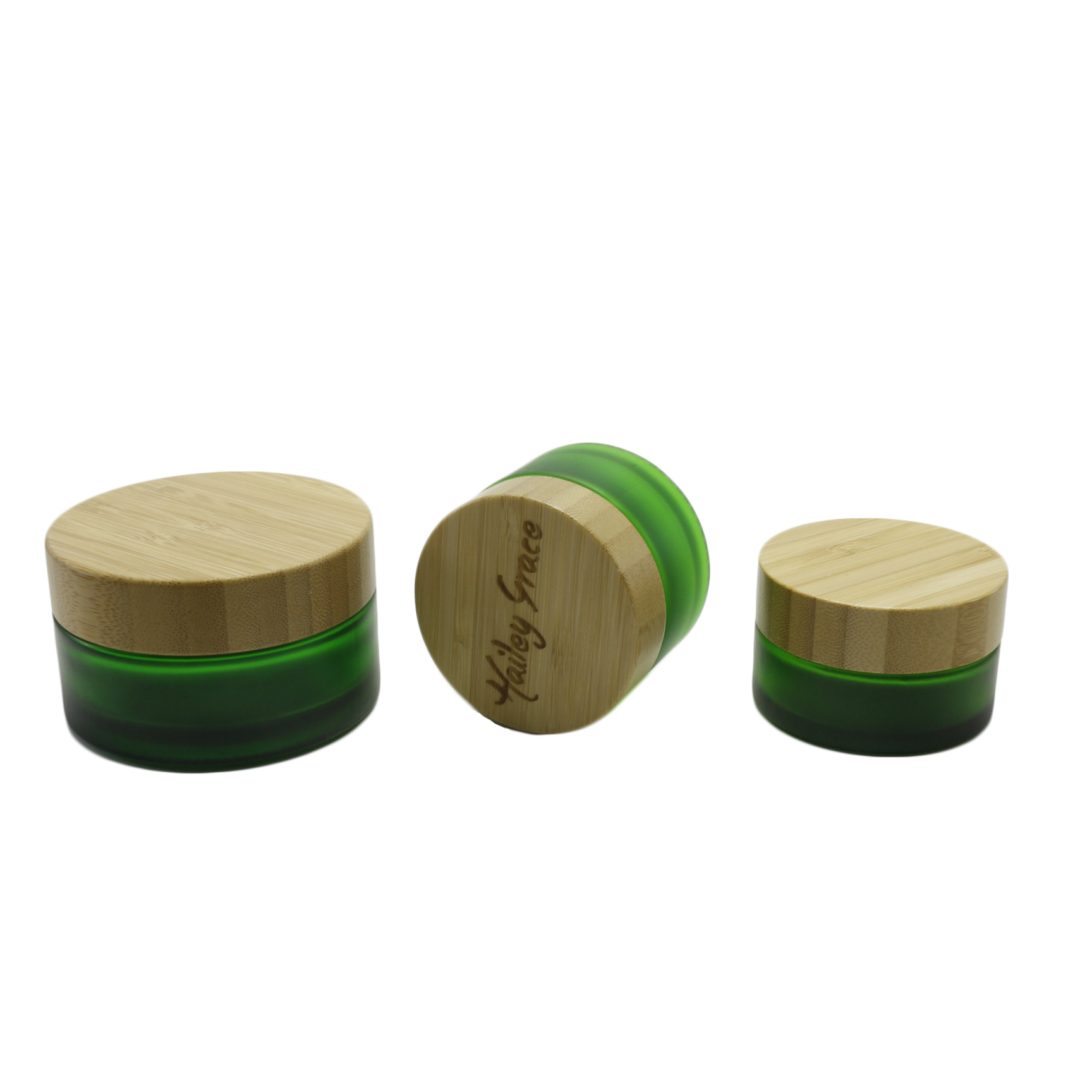 5g 15g 30g 50g 100g green frosted bamboo glass cream jar with bamboo lid bamboo spray bottle cosmetic BJ-348AN