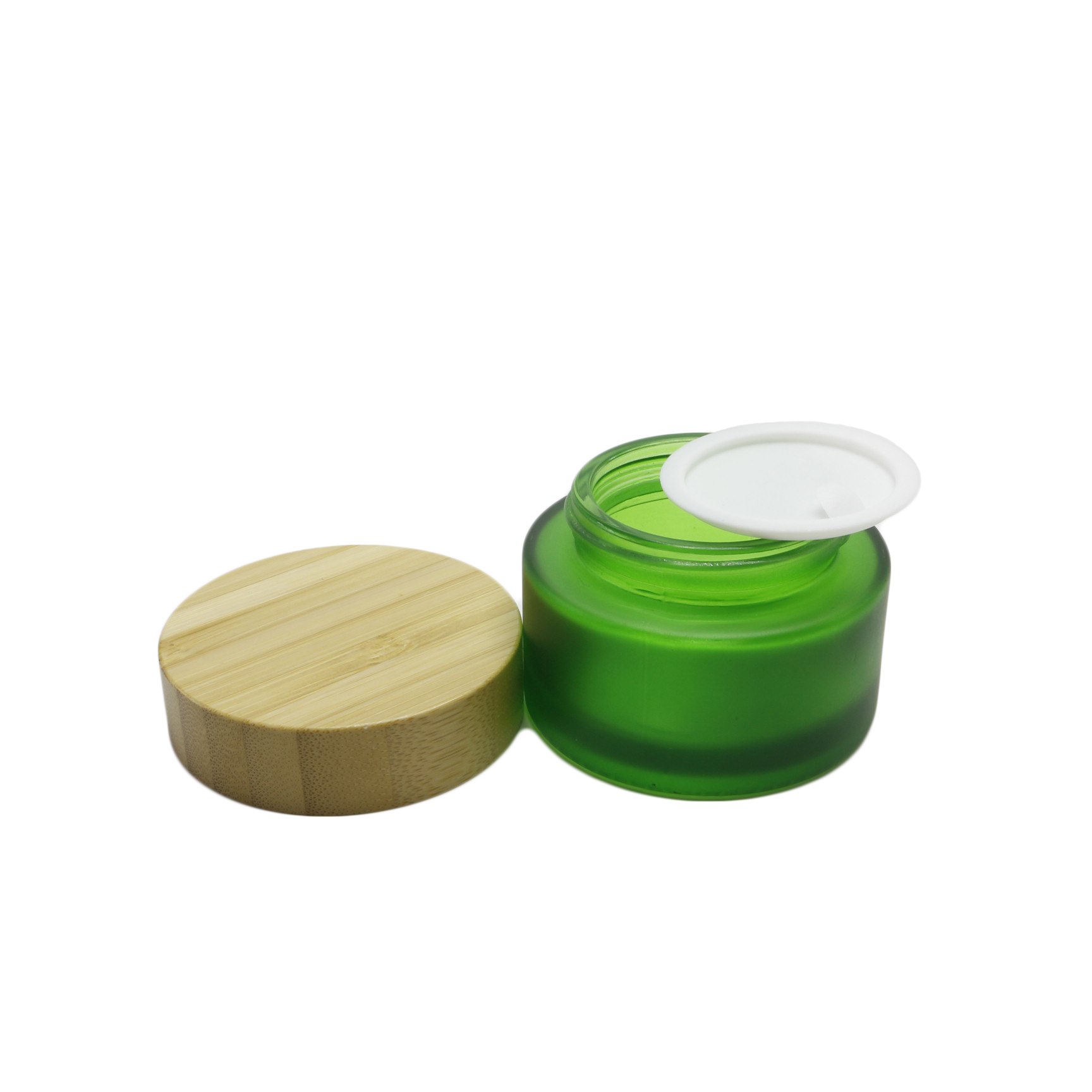 5g 15g 30g 50g 100g green frosted bamboo glass cream jar with bamboo lid bamboo spray bottle cosmetic BJ-348AN