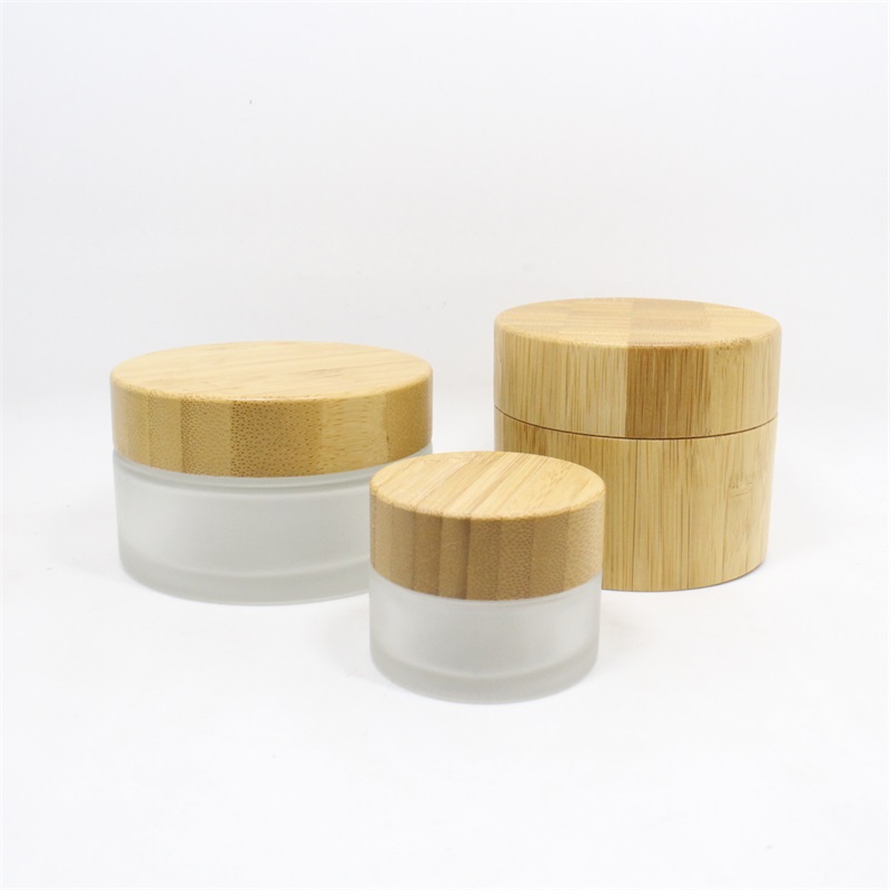5g 15g 30g 50g 100g round Cosmetic glass Jar bamboo lid cosmetic Face Cream Container