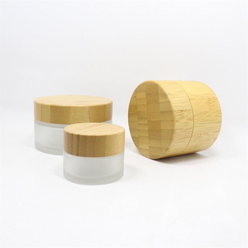 5g 15g 30g 50g 100g round Cosmetic glass Jar bamboo lid cosmetic Face Cream Container