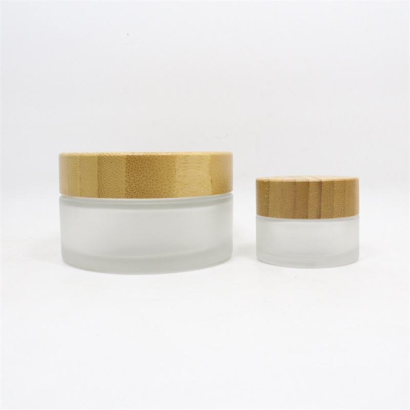 5g 15g 30g 50g 100g round Cosmetic glass Jar bamboo lid cosmetic Face Cream Container