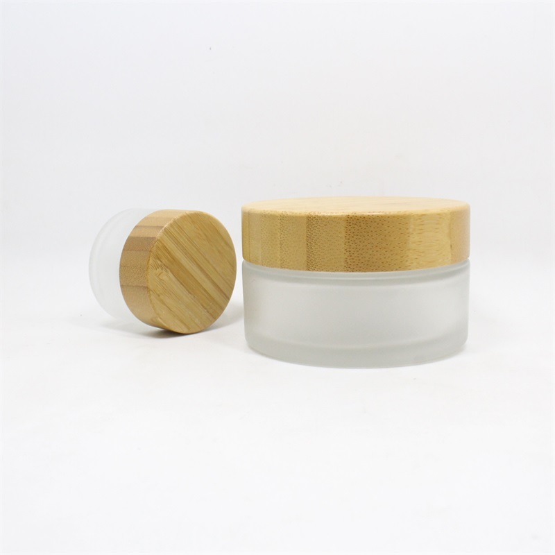 5g 15g 30g 50g 100g round Cosmetic glass Jar bamboo lid cosmetic Face Cream Container