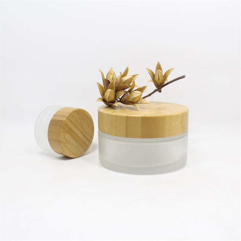 5g 15g 30g 50g 100g round Cosmetic glass Jar bamboo lid cosmetic Face Cream Container