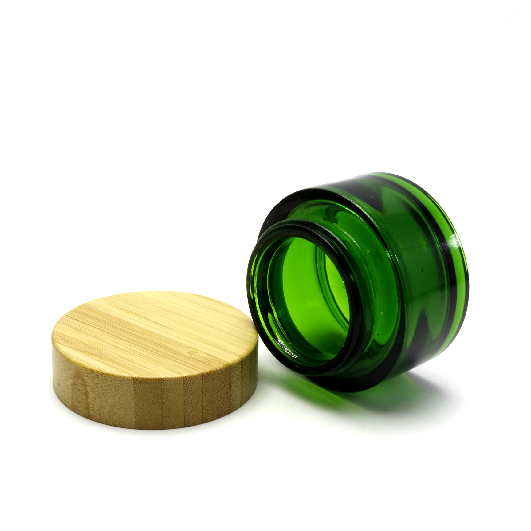 5g 15g 30g 50g 100g round green glass jar with bamboo lid for face cream container GJ-225RL