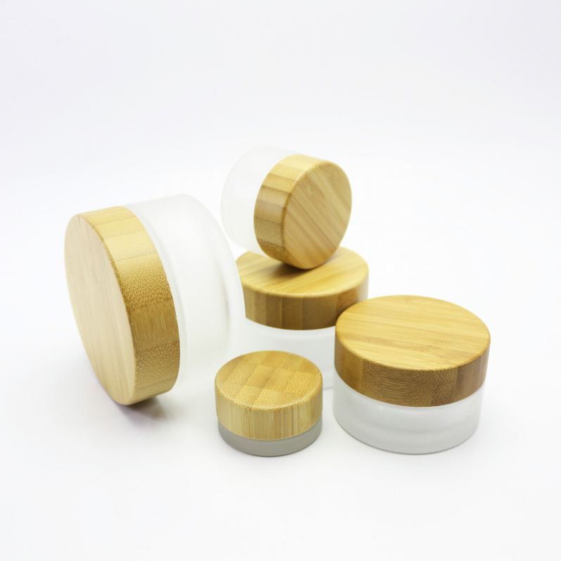 5g 15g 30g 50g 100g white glass jar with the bamboo lid BJ-010C