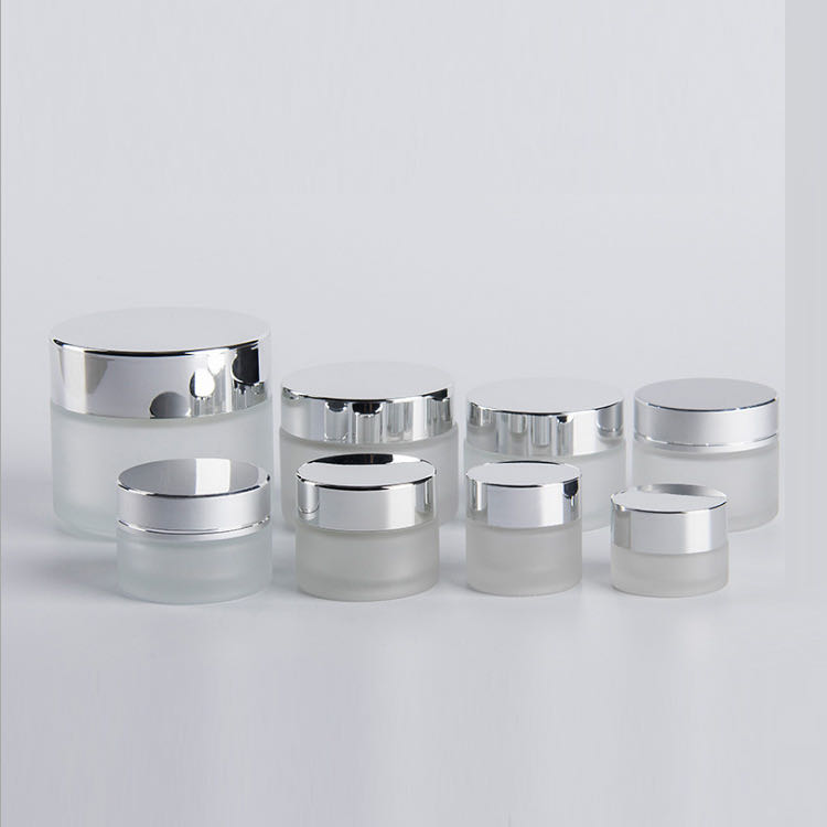 5g 15g 30g 50g 100ml Cosmetic clear amber glass jar for facial cream with black cap / empty glass jar with gold silver lid