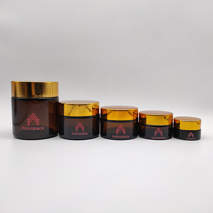 5g 15g 30g 50g Elegant amber cosmetic round package glass face cream jar and container