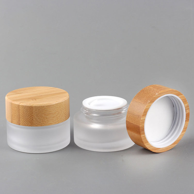 5g 15g 50g 30g 50g Frosted Cosmetic Packaging Contianer Cream Jar With Wooden Plastic Lid