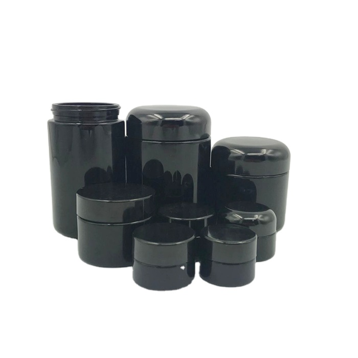 5g- 250g Black Ultraviolet UV Protection Optical Glass Cream Screwtop Jar with Black Bakelite lid