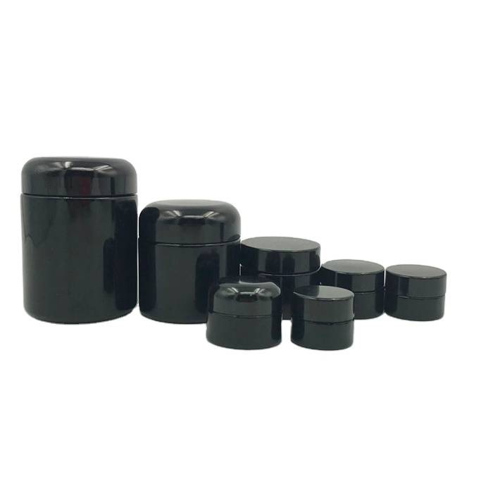 5g- 250g Black Ultraviolet UV Protection Optical Glass Cream Screwtop Jar with Black Bakelite lid