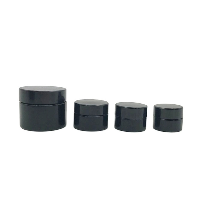 5g- 250g Black Ultraviolet UV Protection Optical Glass Cream Screwtop Jar with Black Bakelite lid