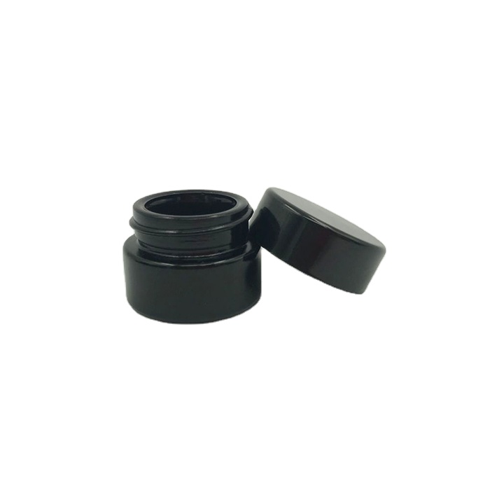 5g- 250g Black Ultraviolet UV Protection Optical Glass Cream Screwtop Jar with Black Bakelite lid